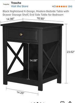 Nightstand - black with gold hardware