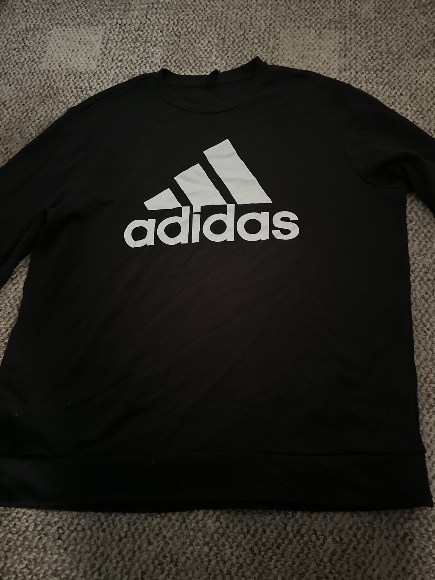 Large Adidas black and white long sleeve crew neck sweatshirt