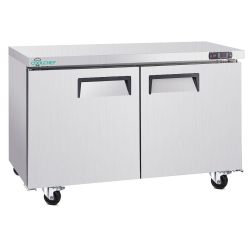 60 Commercial Double Door Worktop Refrigerator, 17 Cu.ft Stainless Steel Prep Table Fridge, R290 Heavy-Duty Undercounter Cooler