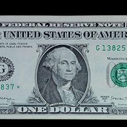 FANCY $1 Star Replacement Note Series 2017-A (G 138☆258☆37 ⭐️) Without the Letters FW (A#47)