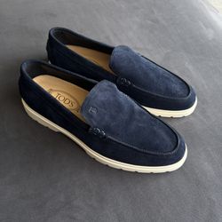 Men's Tod’s Navy Blue Suede Slip-On Loafers — EU 44 / US 11