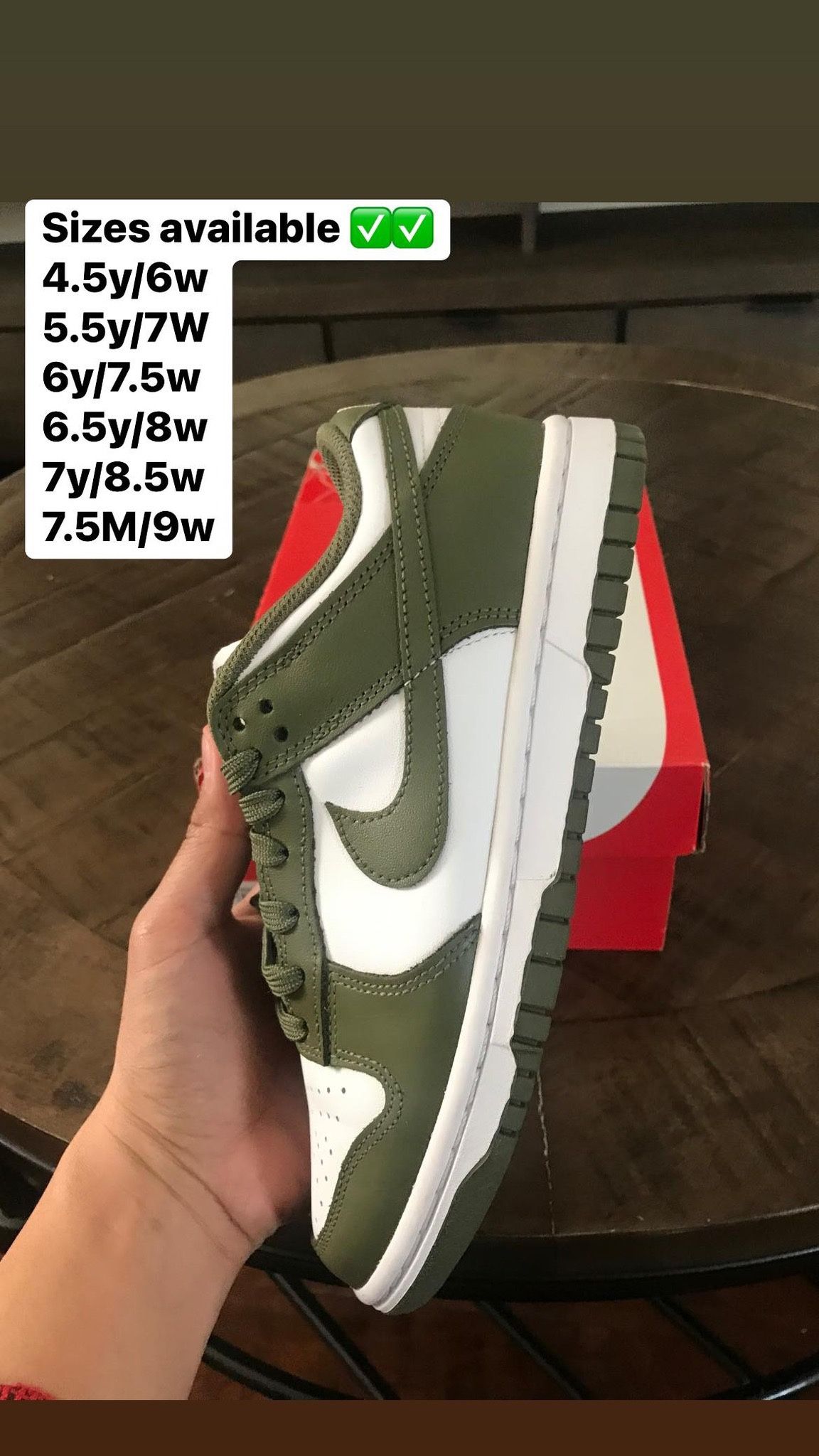 Nike Dunk Low Medium Olive Sizes 6w 7W 7.5w 8w 8.5w 9w