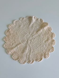 Vintage Handmade Off-White Crochet Doily - 13”