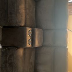 Dark grey 3 Piece reclining Couch Set