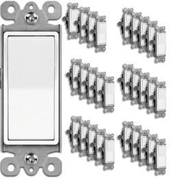 (Brand New in Box) BESTTEN 30 Pack Single-Pole Decorator Wall Light Switch, 15A 120/277V UL Listed, Paddle Wall Switch, On/Off Rocker Interrupter, Re