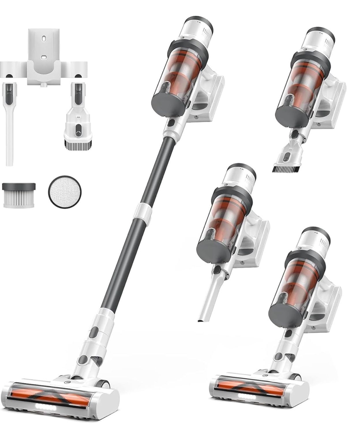 Cordless Vacuum Cleaner, 550W/45Kpa Vacuum Cleaners for Home, Max 60Mins Runtime, Anti-Tangled & 1.6L Dust Cup Stick Vacuum, Lightweight Vacuum for Ca