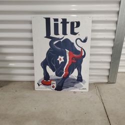 Houston Texan Miller Lite Metal Bar Sign