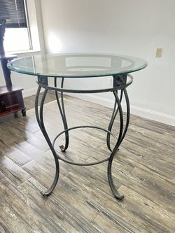 Iron Glass High Top Table.