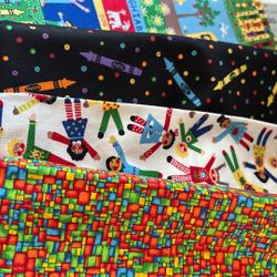 Cute School  Themed Print Fabric 