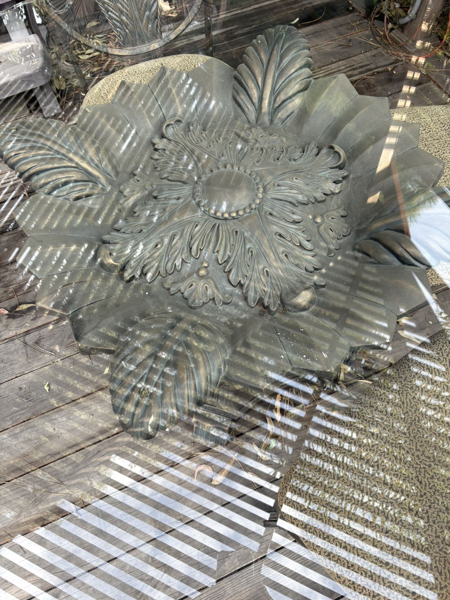 Ornate Glass Top Table W/ 4 Chairs