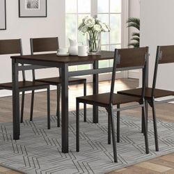  LANA 5-PIECE RECTANGULAR DINING SET DARK BROWN AND BLACK- FINANCE AVAILABLE 