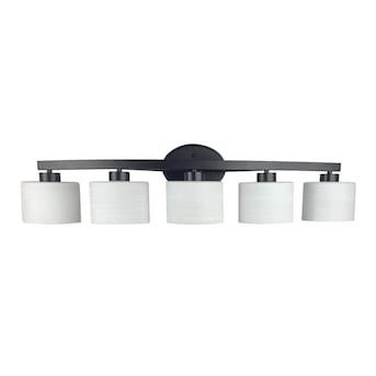 allen + roth Merington 37.5-in 5-Light Matte Black Vanity Light - NIB