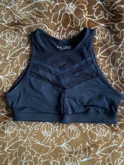 Sheer Mesh Design Sports Bra With Cutout Back Size L