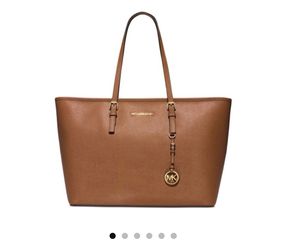 Jet Set Travel Md Saffiano Multu-function Tech-friendly Luggage Brown/Gold Hardware Leather Tote for sale 🎉🎉🎉