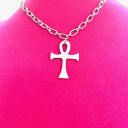 Silver Marlyn Schiff Ankh Necklace