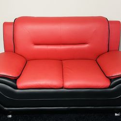 Livingq Room sofa Loveseat in Red/Black and cushions