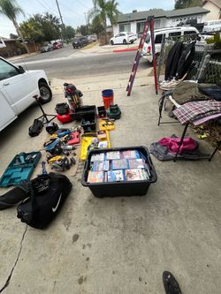 Tools , DVDs, small table , portable sauna