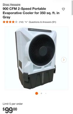 Hessaire 900 CFM Portable Evaporative Cooler