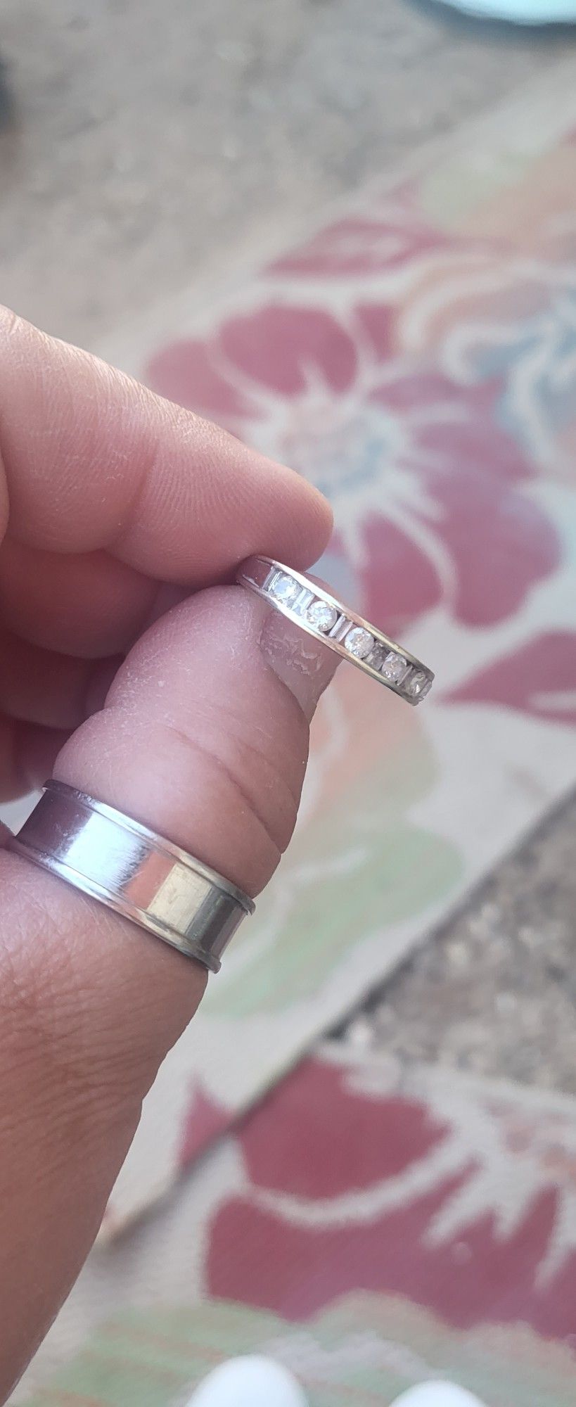 White Gold Wedding Band.10k.wirh A Caret Of Diamonds.Real Diamonds