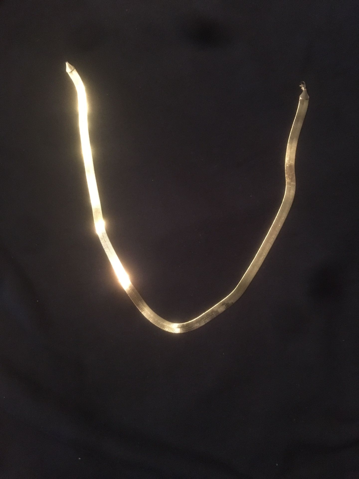 14kt engraved gold plated herringbone necklace