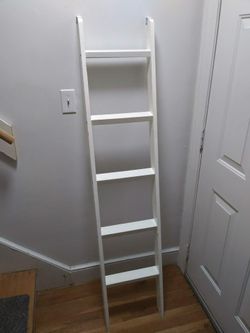White Wooden Ladder With Hooks 5 Steps Very Sturdy