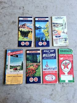 VINTAGE 1940's thru 1960's TRAVEL ROAD MAPS LOT. 7 TOTAL, ALL ONE PRICE....asking $40.00