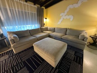 Sectional & Ottoman (Gray cloud couch)