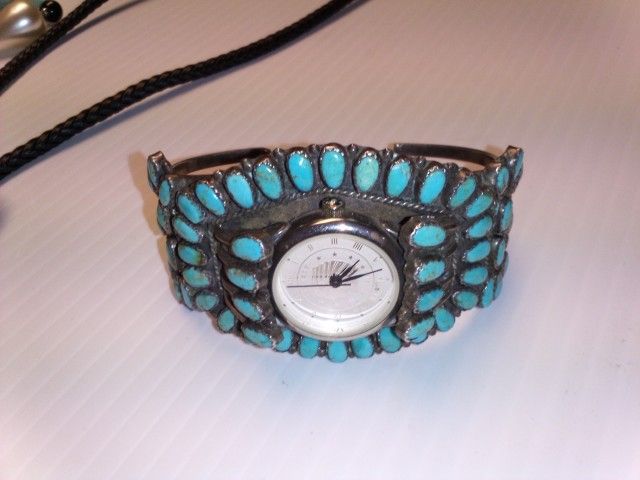 TURQUOISE WATCH Hand Made Pawn Piece Jewelry ZUNI American Indian