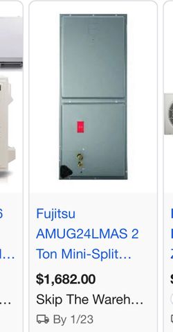 Fujitsu AMUG24LMAS 2 Ton Mini-Split Indoor Multi-Position Air Handler, Single-Zone