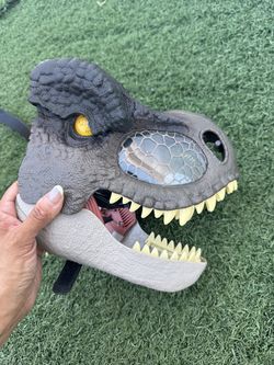 Jurassic World Rebirth T-Rex Rage N Roar Mask with LED Light up Eyes Feature, 3 Level Effects