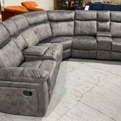 Leather Reclining Sectional 