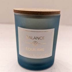 Frosted Glass Wood Lid Scented Candle - Balance, 3 oz.