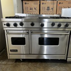 Viking 48”Wide Gas Range Stove Stainless Steel With Grill And Griddle