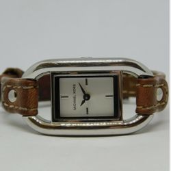 MICHAEL KORS MK-2161 All St. Steel Genuine Leather Women's Watch  New Battery