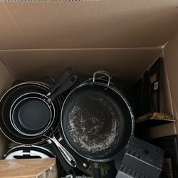 Lots Of Kitchen Items: Dishes Mugs Plates Pots Pans Etc
