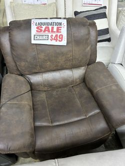Brown Faux Leather Power Recliner Chair
