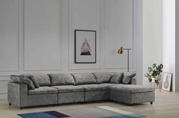 COMFY NEW LIMA FABRIC SECTIONAL IN GRAY. SAME DAY DELIVERY! NO CREDIT CHECK FINANCING $49 DOWN ...