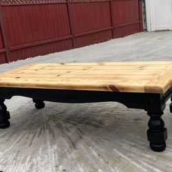 MCM black Natural wood top center table Xl