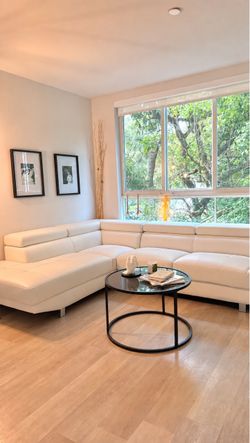 Modern white leather couch