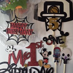 Cake Toppers - Nightmare Before Christmas,  Spiderman,  Mickey,  And Others 