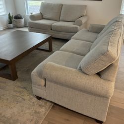 Sofa and Loveseat Pair - White/Gray  (3 Seat / 2 Seat)