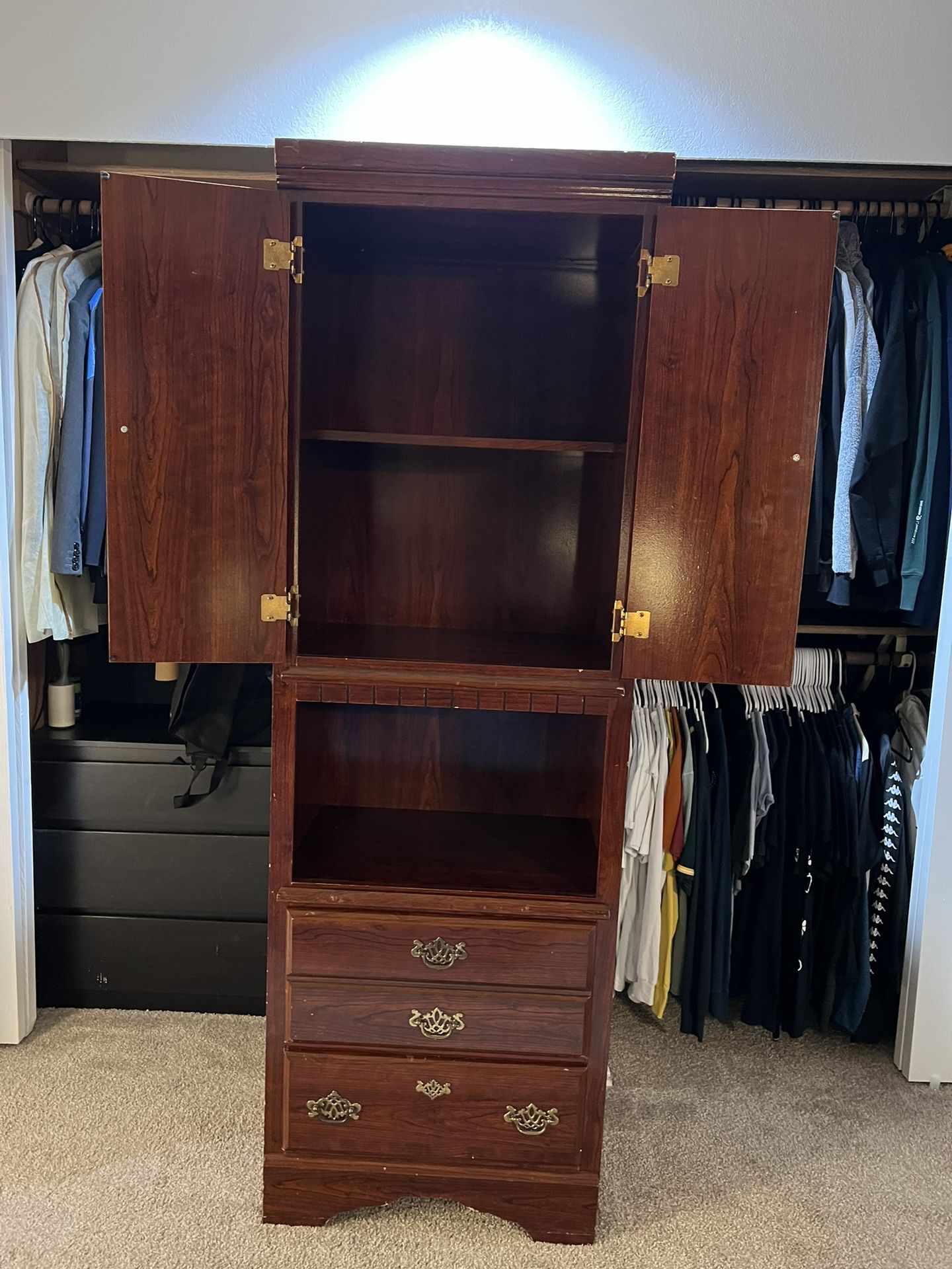 Solid Cherry Pier Cabinet Armoire