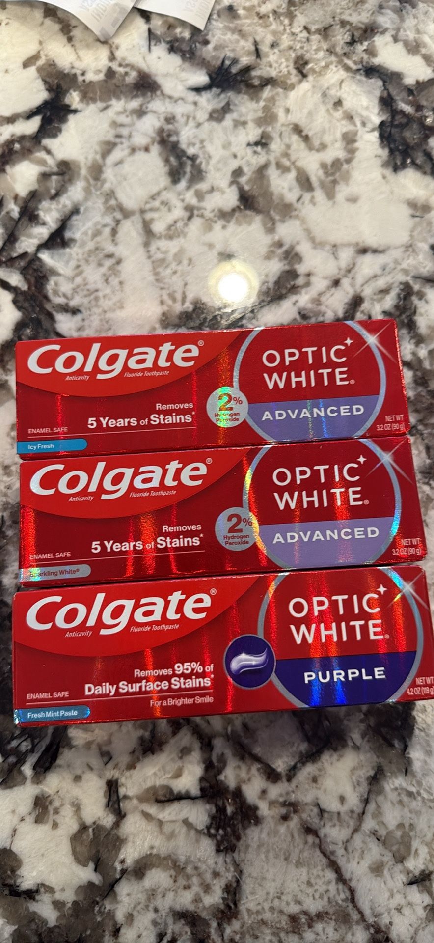 Colgate optic white toothpaste 3 for $10