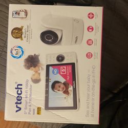VTech Upgraded Smart WiFi Baby Monitor VM901, 5-inch 720p Display, 1080p Camera, HD NightVision, Fully Remote Pan Tilt Zoom, 2-Way Talk, Free Smart Ph
