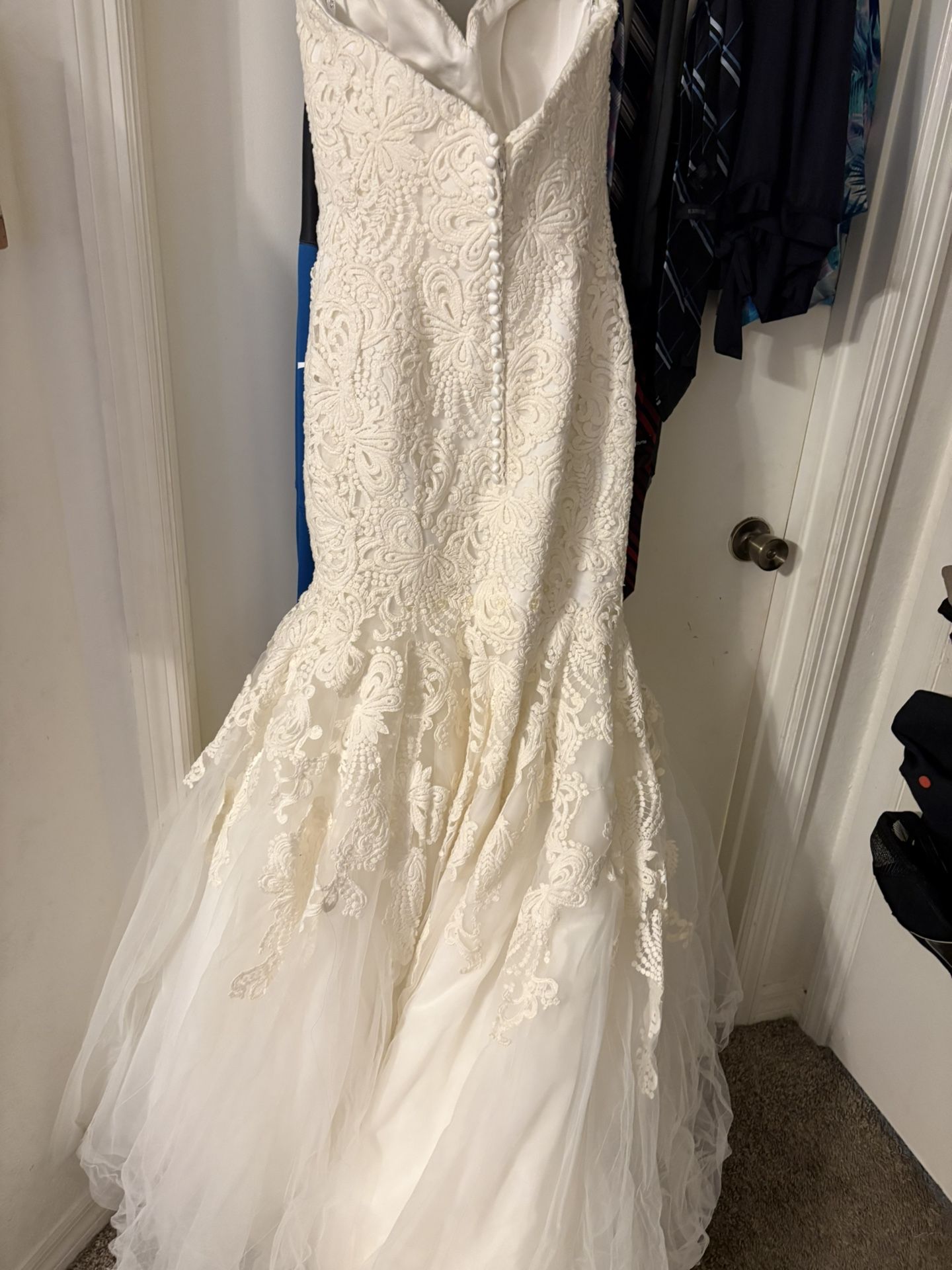 Demetrius Strapless Mermaid Style Lace Wedding Dress