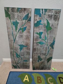 Set of Two Botanical Wall Art Panels