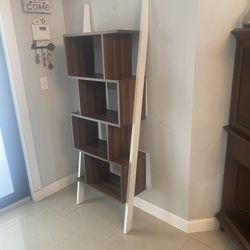 Wood Ladder Wall Bookcase 