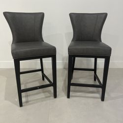 Two Leather Luxury Bar Stool For Sale 