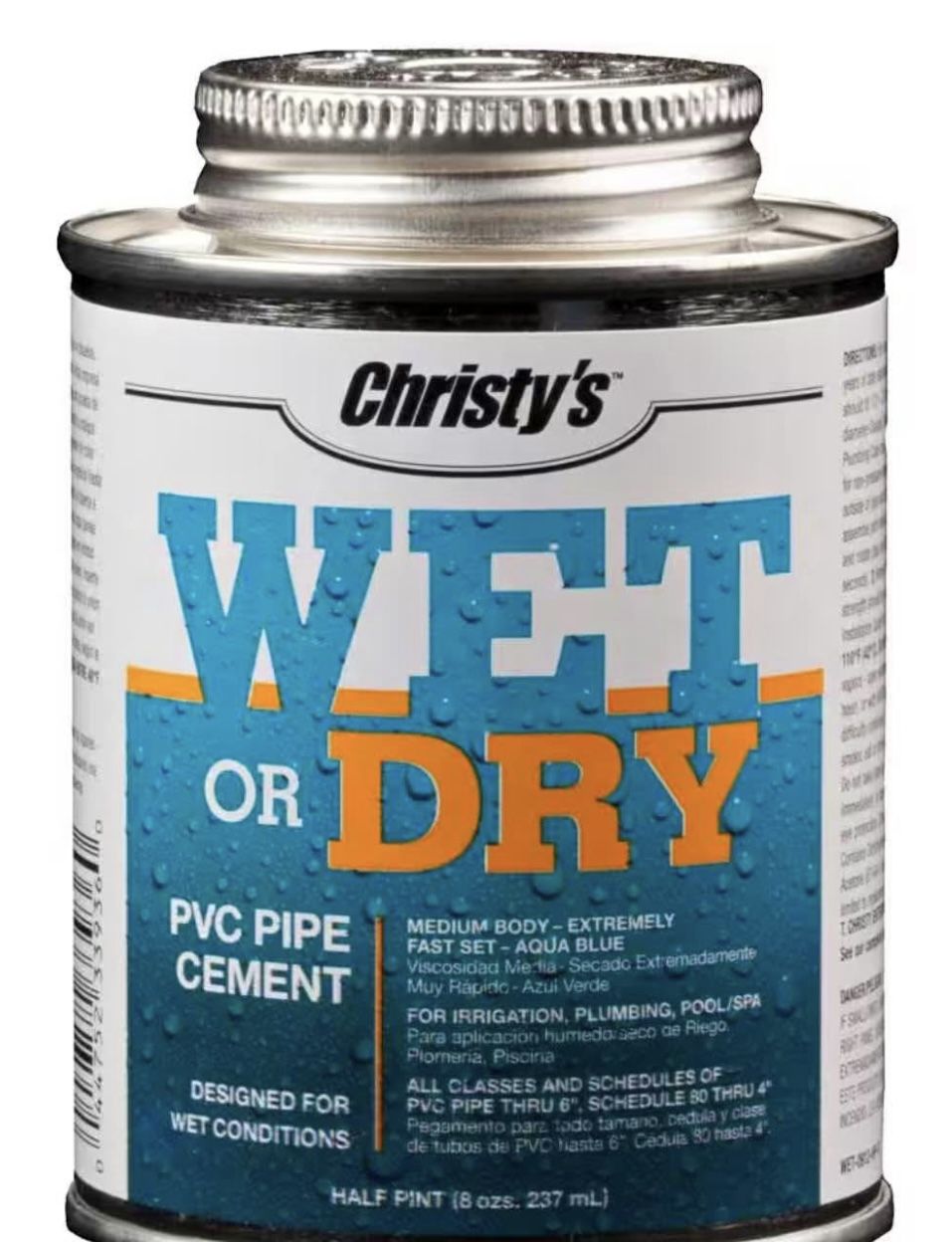 Christy.s wet And Dry PVC pipe cement 8oz. brand New