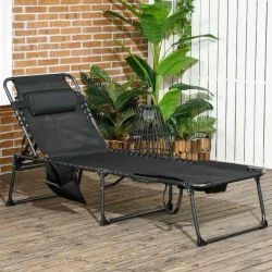 Outsunny Folding Chaise Lounge with 5-level Reclining Back